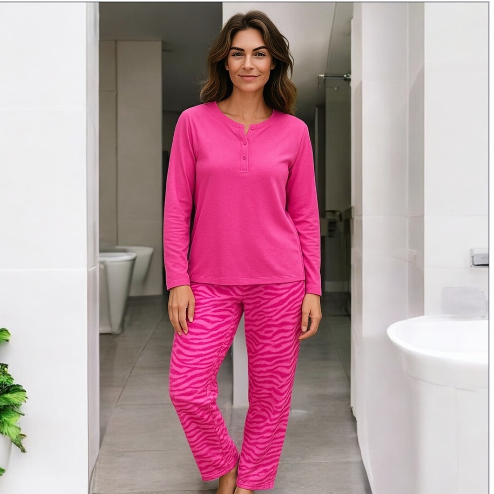Simple pleasure hot pink warm & cozy pj set